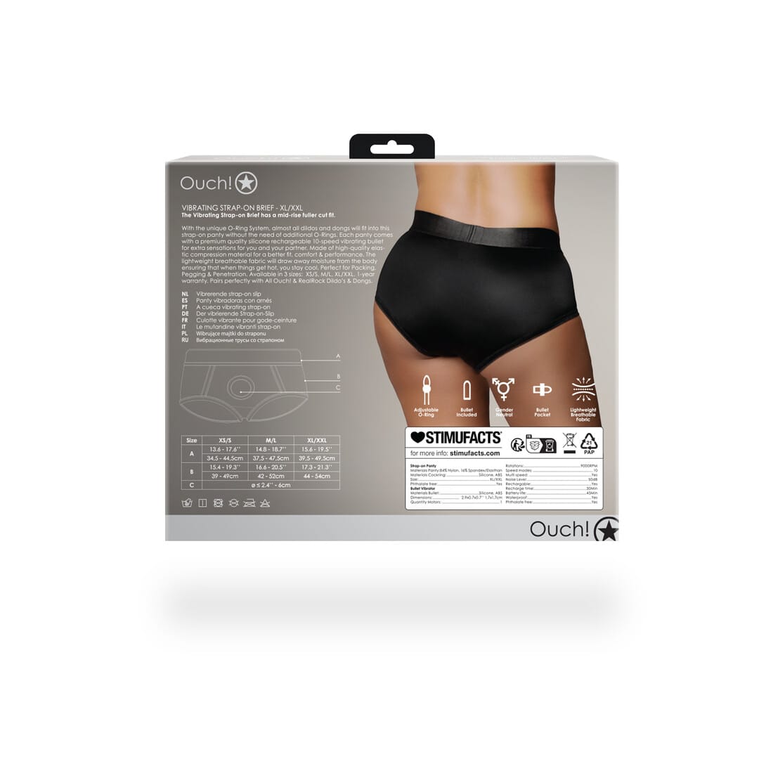 Strap-on-Slip Ouch mit Bullet und zwei Ringen Schwarz – Ansicht 4
