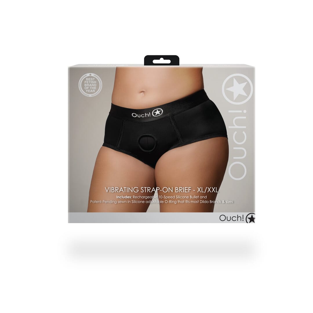 Strap-on-Slip Ouch mit Bullet und zwei Ringen Schwarz – Ansicht 3