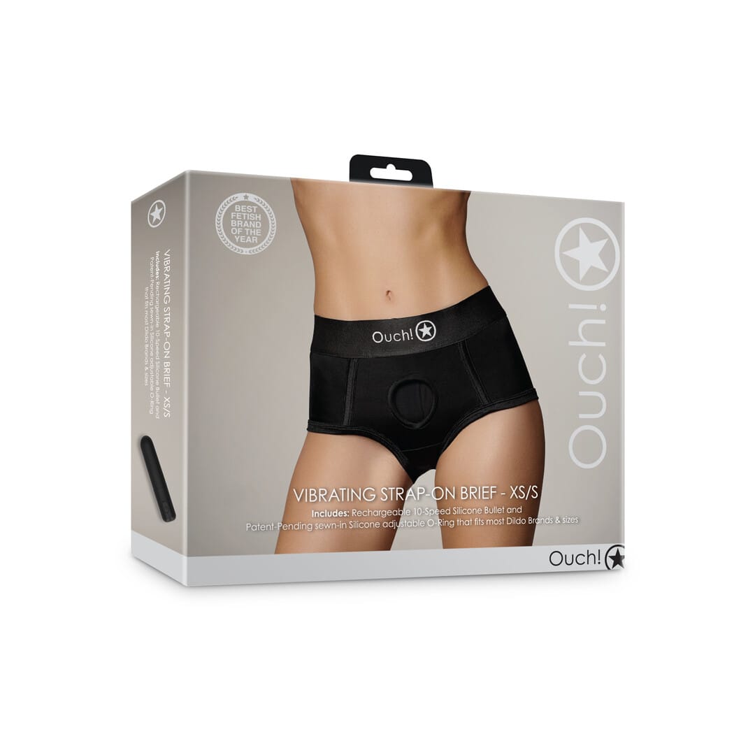Strap-on-Slip Ouch mit Bullet und zwei Ringen Schwarz – Ansicht 9