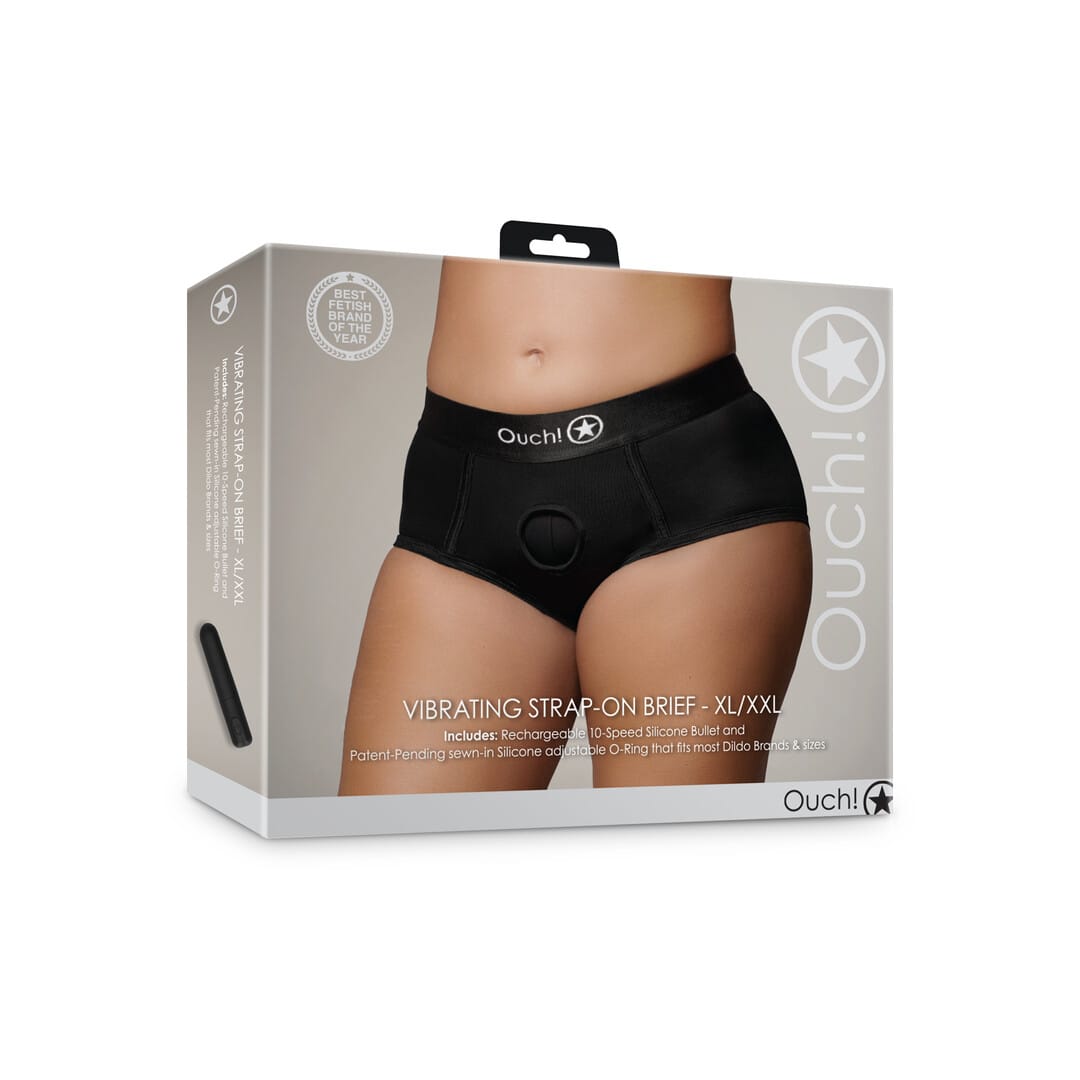 Strap-on-Slip Ouch mit Bullet und zwei Ringen Schwarz – Ansicht 2