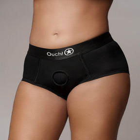 Strap-on-Slip Ouch mit Bullet und zwei Ringen Schwarz