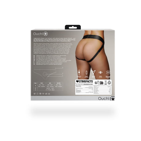 Strap-on-Tanga mit Vibration und abnehmbaren Riemen Schwarz – Ansicht 4