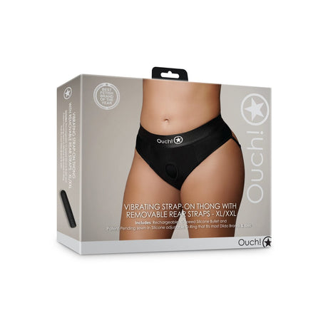 Strap-on-Tanga mit Vibration und abnehmbaren Riemen Schwarz – Ansicht 9