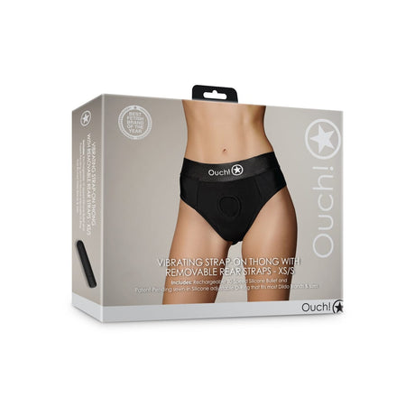 Strap-on-Tanga mit Vibration und abnehmbaren Riemen Schwarz – Ansicht 16