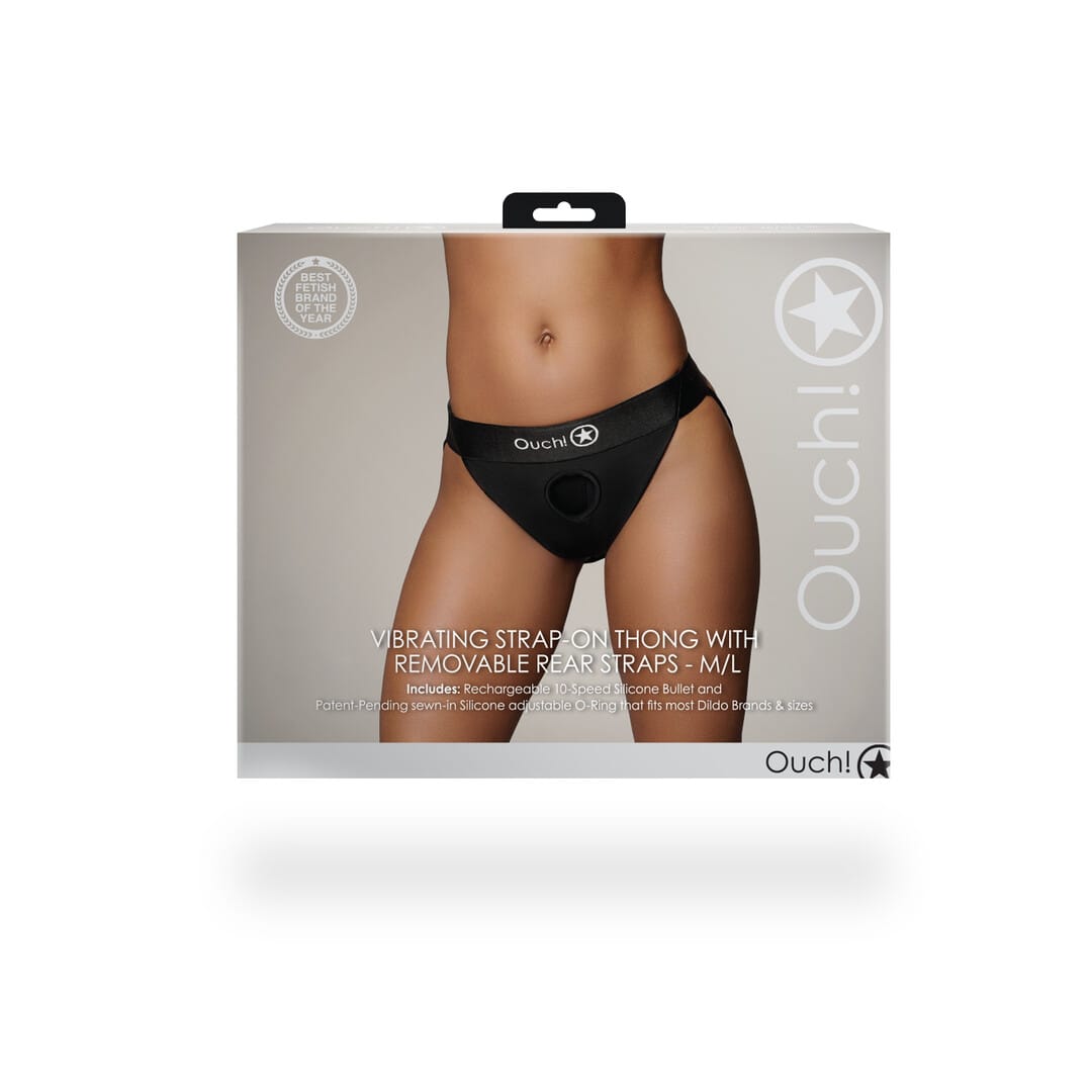 Strap-on-Tanga Ouch mit abnehmbaren Körperriemen Schwarz – Ansicht 3