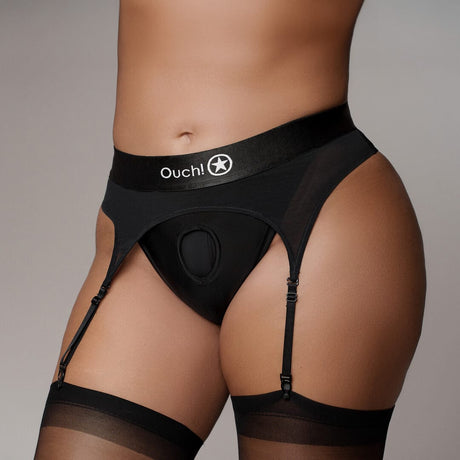 Strap-on-Tanga Ouch mit Strapshaltern Schwarz – Ansicht 8
