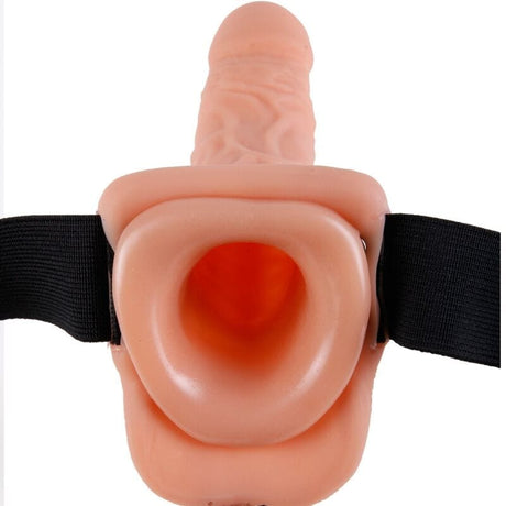 Strap-on Verstellbares Gurt mit Fernbedienung Realistischer Penis mit Hoden Weiß 22,9 x