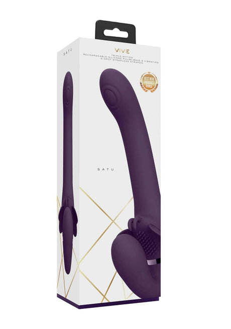 Strap-on Vive Satu Strapless mit Pulswelle Lila 23 x 3,2 cm – Ansicht 2