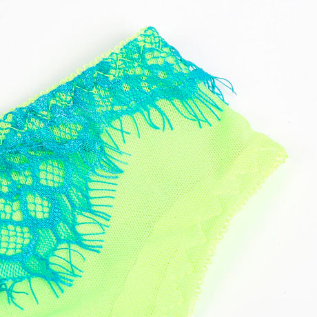 Strapsset BH-Set mit Spitze und Strumpfband Blau/Grün S/M