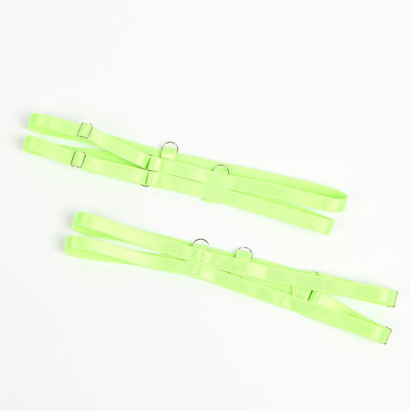Strapsset BH-Set mit Spitze und Strumpfband Blau/Grün S/M