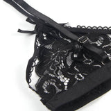 Strapsset Dreiteiliges Set BH + Strumpfgürtel + String L/XL Schwarz – Ansicht 3