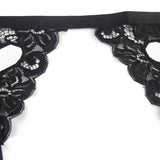 Strapsset Dreiteiliges Set BH + Strumpfgürtel + String L/XL Schwarz – Ansicht 4