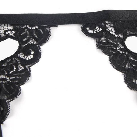 Strapsset Dreiteiliges Set BH + Strumpfgürtel + String L/XL Schwarz – Ansicht 4