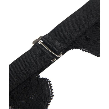 Strapsset Dreiteiliges Set BH + Strumpfgürtel + String L/XL Schwarz – Ansicht 6