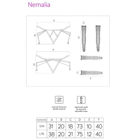 Strapsset Fashion Nemalia Set Strumpfhalter + Strümpfe + Handschuhe Schwarz