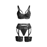 Strumpfband 955243 Schwarzer Bondage-Bh mit Strumpfband-Set L/XL