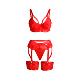 Strumpfband 955250 Roter Bondage-Bh mit Strumpfband-Set S/M