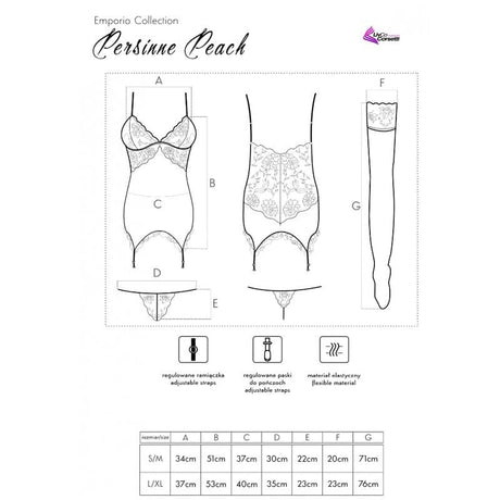 Strümpfe Fashion Persinne Peach Set Korset + Höschen + Strümpfe