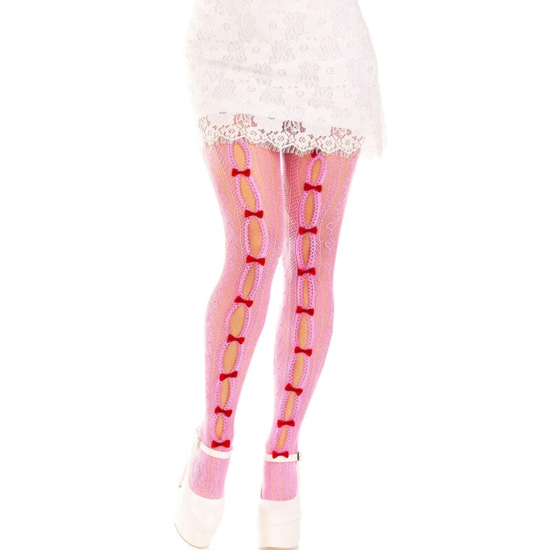 Strümpfe Strümpfe mit Öffnungen Herz & Schleifen Rosa