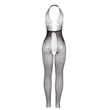 Subblime - 951832 Bodystocking mit Offenem Rücken und Kreuzdetails Schwarz Eine Grösse