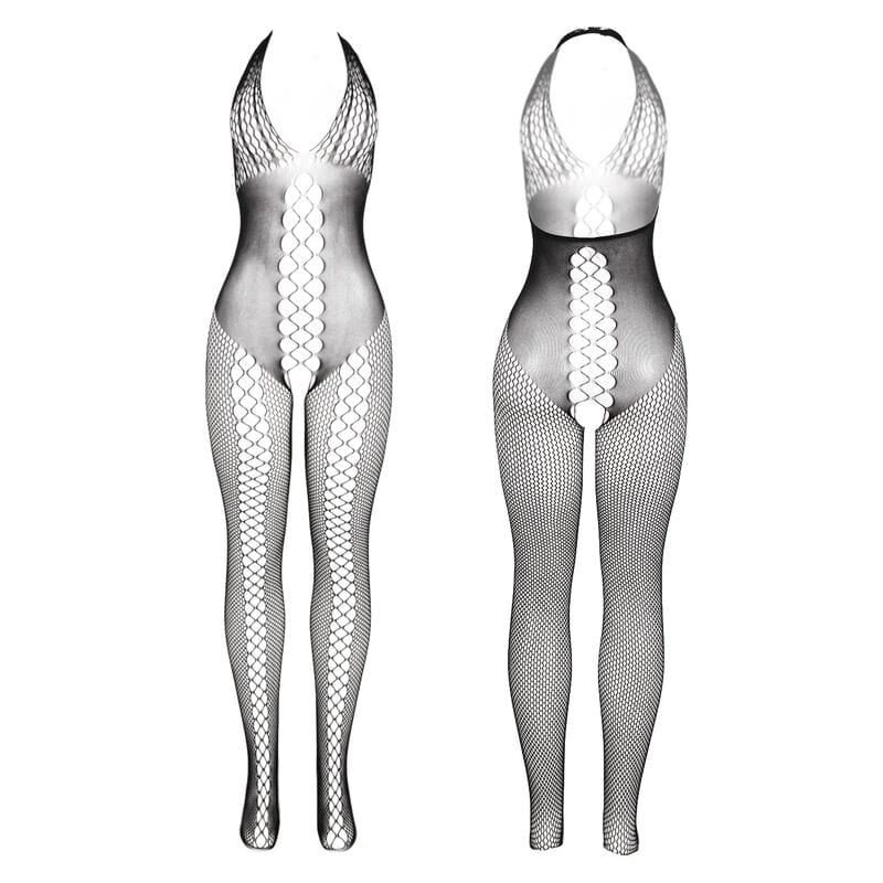 Subblime - 951832 Bodystocking mit Offenem Rücken und Kreuzdetails Schwarz Eine Grösse