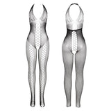 Subblime - 951832 Bodystocking mit Offenem Rücken und Kreuzdetails Schwarz Eine Grösse