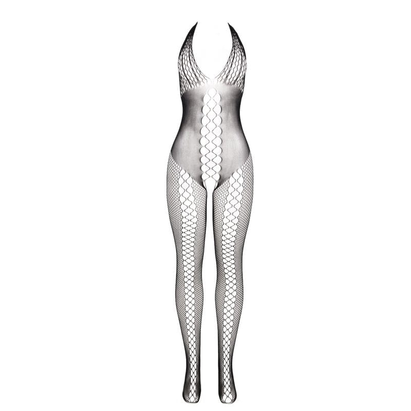 Subblime - 951832 Bodystocking mit Offenem Rücken und Kreuzdetails Schwarz Eine Grösse