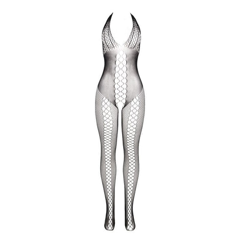 Subblime - 951832 Bodystocking mit Offenem Rücken und Kreuzdetails Schwarz Eine Grösse