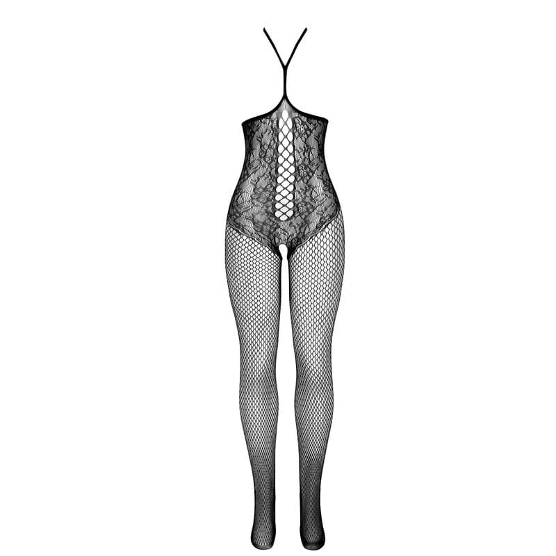 Subblime - 951849 Offener Netz-Bodystocking mit Neckholder und Schwarz Eine Grösse