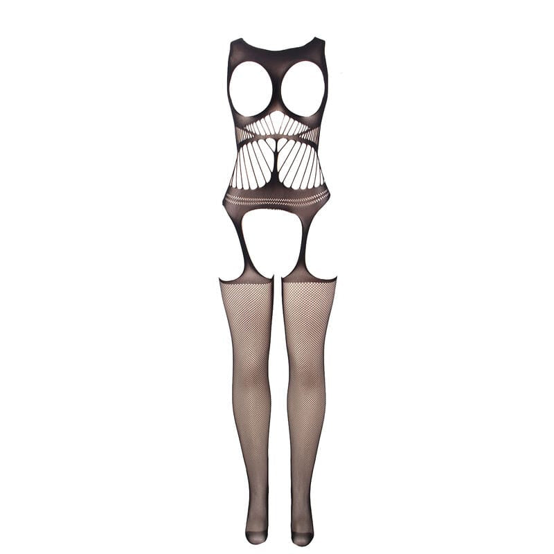 Subblime - 951900 Netz-Bodystocking ohne Schritt mit Cups und Offenen Schultern Schwarz Eine Grösse