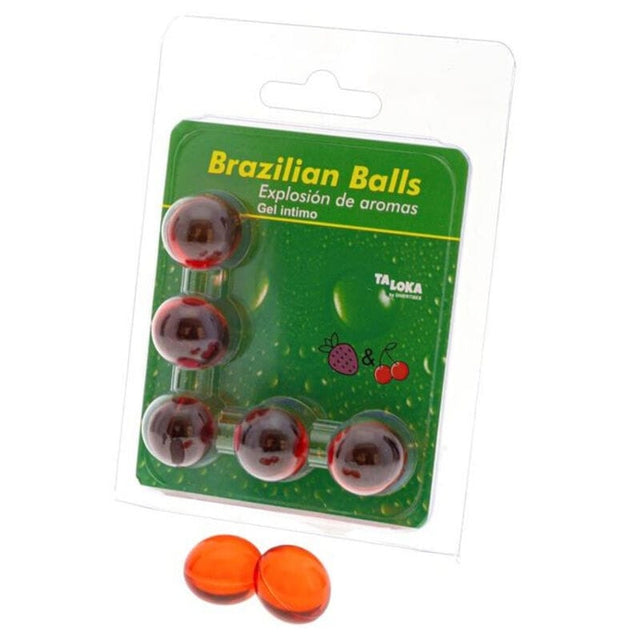 Taloka - 5 Brasilianische Kugeln, Erdbeere und Kirsch-Intim-Gel