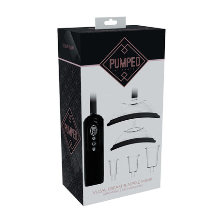 Vaginalpumpe Pumped automatisch mit Zunge und zwei Aufsätzen Schwarz – Ansicht 2