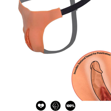 Verborgenes Verlangen Alter Ego Verstellbare Offene Vagina String Natur