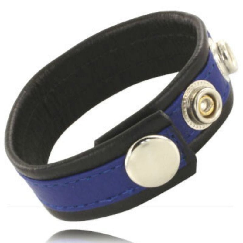 Verstellbarer Leder-Penisgurt Blau-Schwarz