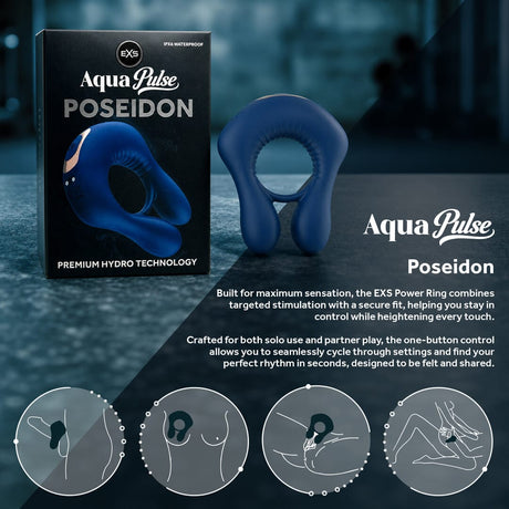 Vibrations-Penisring EXS AquaPulse Poseidon Blau – Ansicht 6