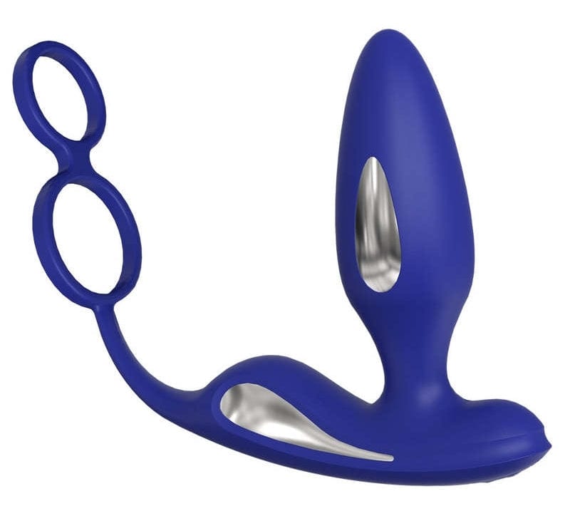 Vibrationsplug Elektro + Ballstretcher Lawis 10 x 3.7cm Blau