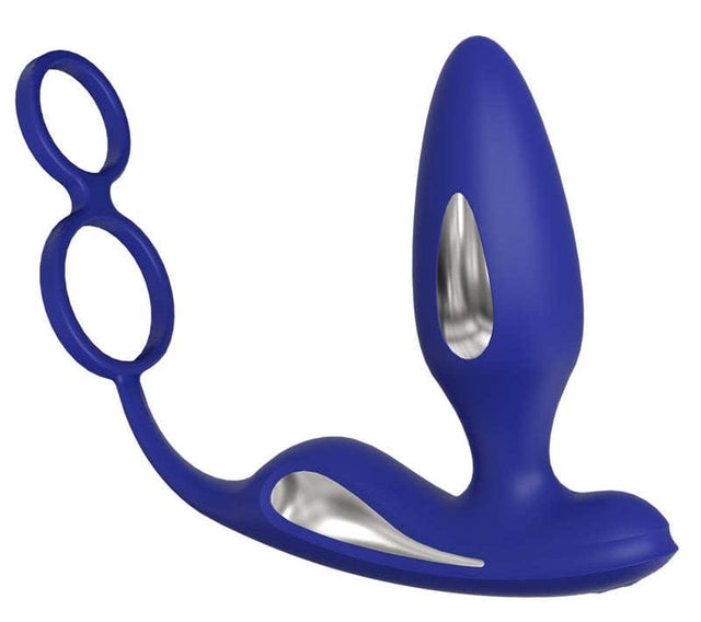 Vibrationsplug Elektro + Ballstretcher Lawis 10 x 3.7cm Blau