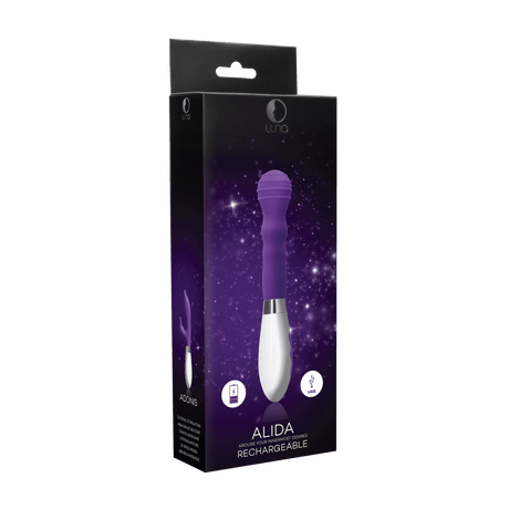 Vibrator Alida gerippt mit Akku Violett 21,1 x 3,6 cm – Ansicht 2