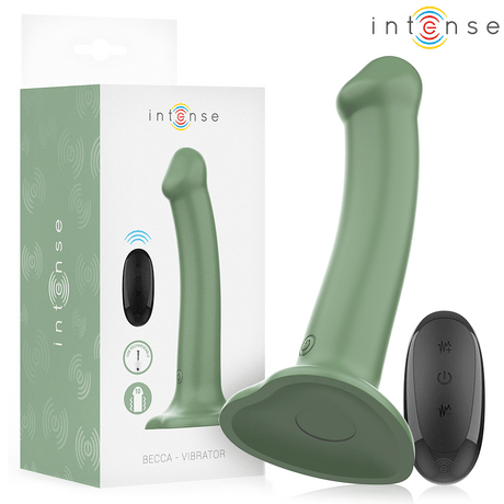 Vibrator Becca mit Saugnapf 10 Vibrationen Grüne Fernbedienung 17,5 x 3,2 cm