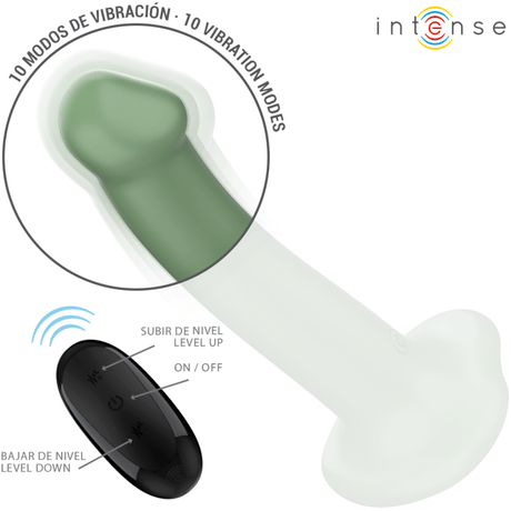 Vibrator Becca mit Saugnapf 10 Vibrationen Grüne Fernbedienung 17,5 x 3,2 cm