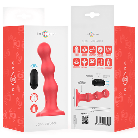 Vibrator Cody mit Saugnäpfen Rote Fernbedienung