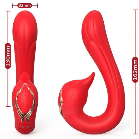 Vibrator Delfin Multiposition & Wärmeeffekt Rot