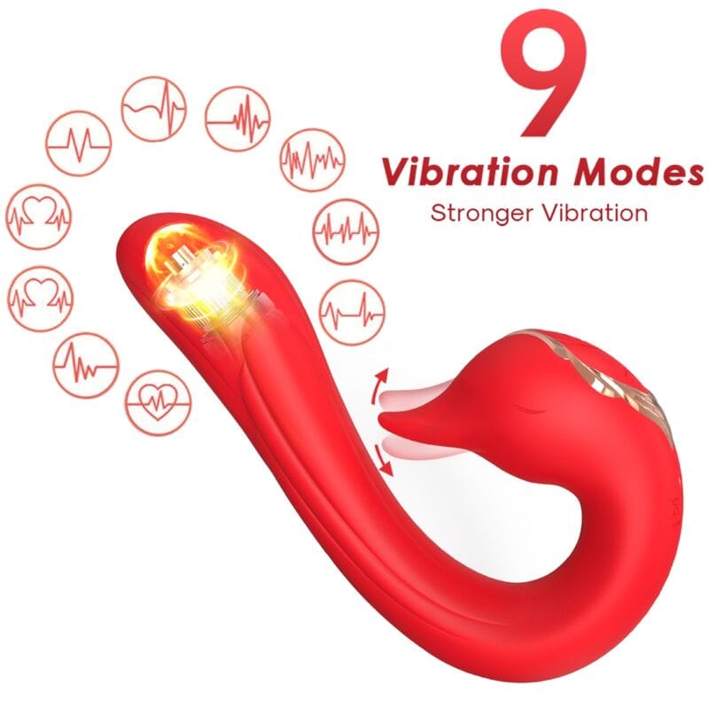 Vibrator Delfin Multiposition & Wärmeeffekt Rot