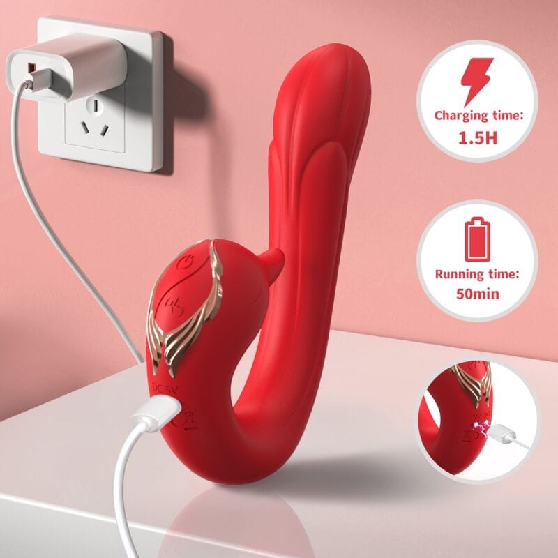 Vibrator Delfin Multiposition & Wärmeeffekt Rot