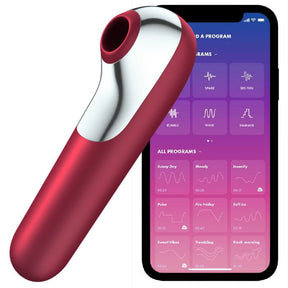 Vibrator Dual Love mit Luftpuls-Sauger Rot