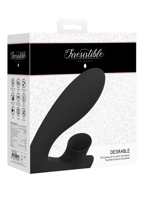 Vibrator Irresistible Desirable biegbar mit Druckwellen Schwarz 12,5 x 3,5 cm – Ansicht 2