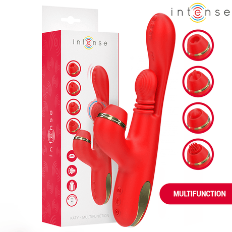 Vibrator Katy Multifunktions-Klitoris-Stimulator 4 Austauschbare Köpfe Rot