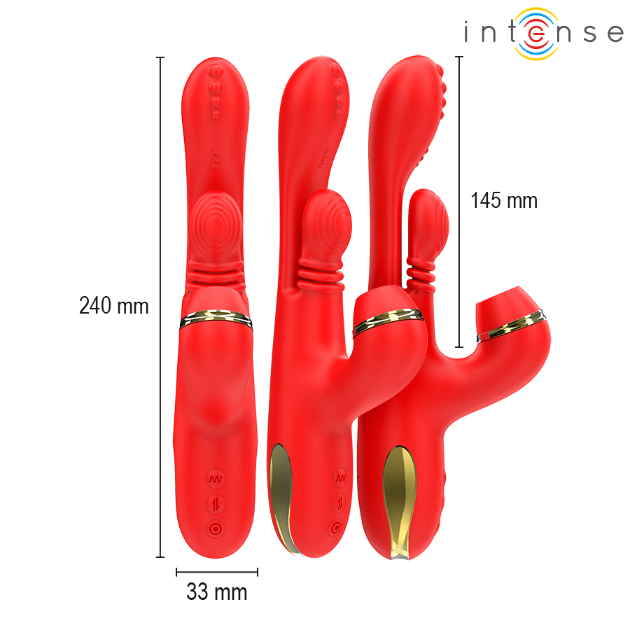 Vibrator Katy Multifunktions-Klitoris-Stimulator 4 Austauschbare Köpfe Rot