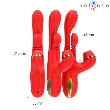 Vibrator Katy Multifunktions-Klitoris-Stimulator 4 Austauschbare Köpfe Rot