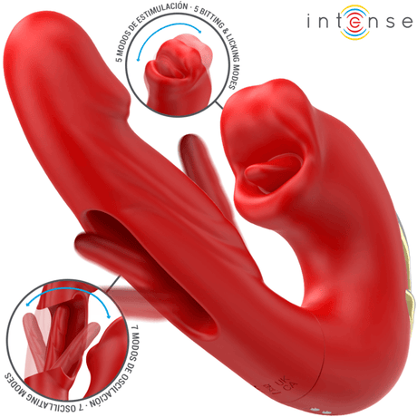 Vibrator Nathy Doppelvibrator mit Multifunktions-Stimulierender Mund Rot
